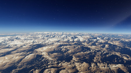 science fiction illustration, beautiful space background, a computer-generated surface, a fantasy world 3d renderの写真素材