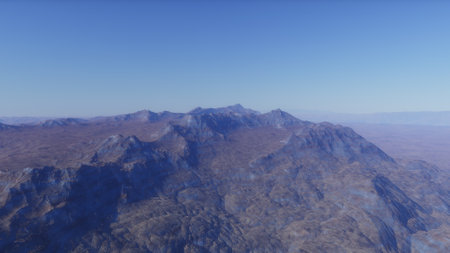 beautiful view from an exoplanet, a view from an alien planet, a computer-generated surface, a fantastic view of an unknown world, a fantasy world 3D renderの写真素材
