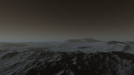 beautiful view from an exoplanet, a view from an alien planet, a computer-generated surface, a fantastic view of an unknown world, a fantasy world 3D renderの写真素材
