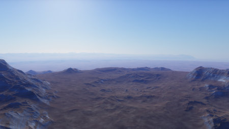 beautiful view from an exoplanet, a view from an alien planet, a computer-generated surface, a fantastic view of an unknown world, a fantasy world 3D renderの写真素材