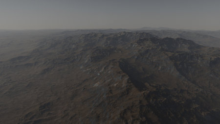 beautiful view from an exoplanet, a view from an alien planet, a computer-generated surface, a fantastic view of an unknown world, a fantasy world 3D renderの写真素材