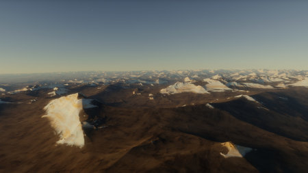 beautiful view from an exoplanet, a view from an alien planet, a computer-generated surface, a fantastic view of an unknown world, a fantasy world 3D renderの写真素材