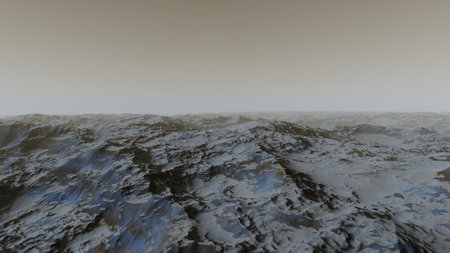 beautiful view from an exoplanet, a view from an alien planet, a computer-generated surface, a fantastic view of an unknown world, a fantasy world 3D renderの写真素材