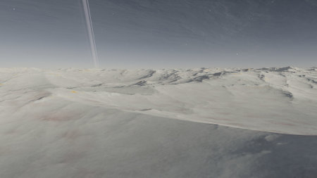 beautiful view from an exoplanet, a view from an alien planet, a computer-generated surface, a fantastic view of an unknown world, a fantasy world 3D renderの写真素材