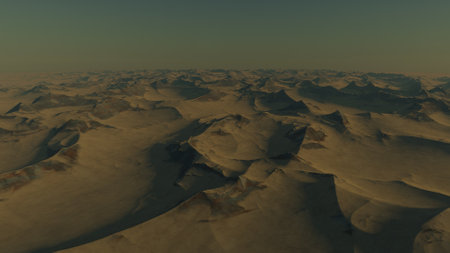 beautiful view from an exoplanet, a view from an alien planet, a computer-generated surface, a fantastic view of an unknown world, a fantasy world 3D renderの写真素材