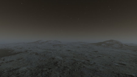beautiful view from an exoplanet, a view from an alien planet, a computer-generated surface, a fantastic view of an unknown world, a fantasy world 3D renderの写真素材