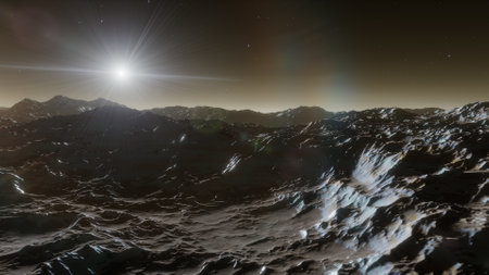 science fiction illustration, beautiful space background, a computer-generated surface, a fantasy world 3d renderの写真素材