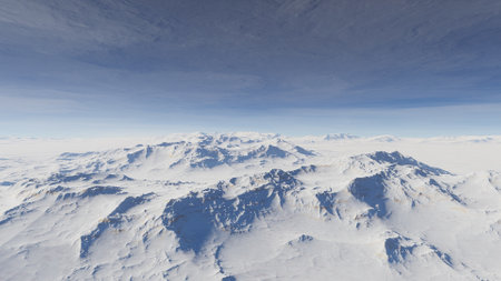 alien planet landscape, science fiction illustration, view from a beautiful planet, beautiful space background 3d renderの写真素材