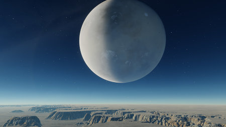 alien planet landscape, science fiction illustration, view from a beautiful planet, beautiful space...