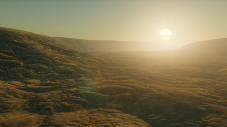 alien planet landscape, science fiction illustration, view from a beautiful planet, beautiful space background 3d renderの写真素材