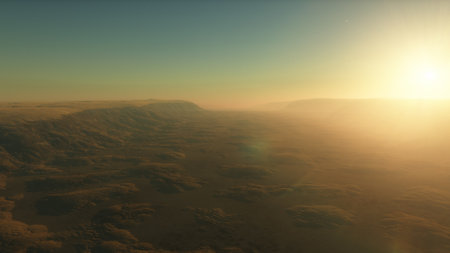 alien planet landscape, science fiction illustration, view from a beautiful planet, beautiful space background 3d renderの写真素材
