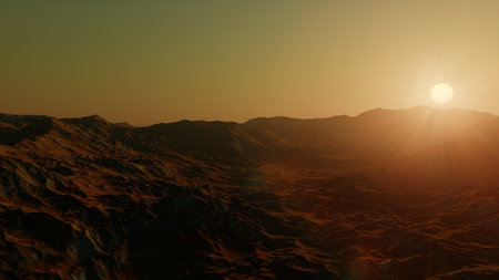alien planet landscape, science fiction illustration, view from a beautiful planet, beautiful space background 3d renderの写真素材