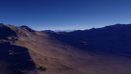 alien planet landscape, science fiction illustration, view from a beautiful planet, beautiful space background 3d renderの写真素材