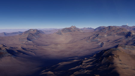 alien planet landscape, science fiction illustration, view from a beautiful planet, beautiful space background 3d renderの写真素材