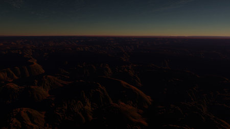alien planet landscape, science fiction illustration, view from a beautiful planet, beautiful space background 3d renderの写真素材