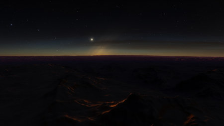 alien planet landscape, science fiction illustration, view from a beautiful planet, beautiful space...