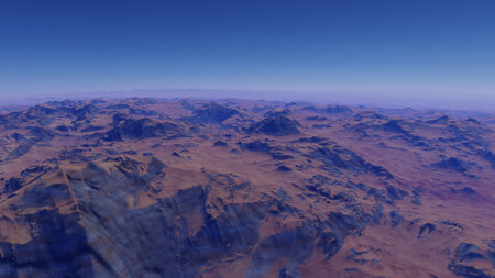 alien planet landscape, science fiction illustration, view from a beautiful planet, beautiful space background 3d renderの写真素材