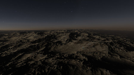 alien planet landscape, science fiction illustration, view from a beautiful planet, beautiful space background 3d renderの写真素材