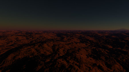 alien planet landscape, science fiction illustration, view from a beautiful planet, beautiful space background 3d renderの写真素材