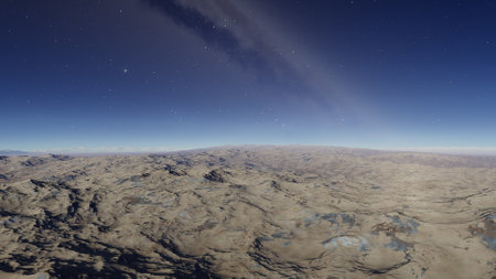 alien planet landscape, science fiction illustration, view from a beautiful planet, beautiful space background 3d renderの写真素材