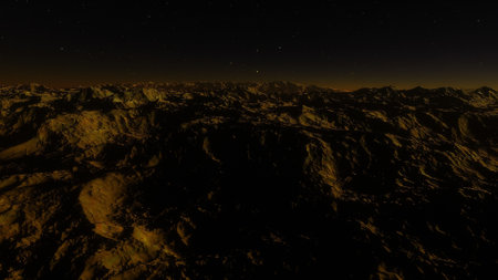 alien planet landscape, science fiction illustration, view from a beautiful planet, beautiful space background 3d renderの写真素材
