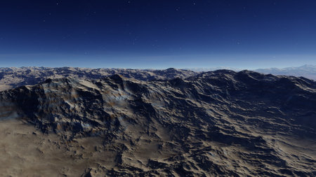 alien planet landscape, science fiction illustration, view from a beautiful planet, beautiful space background 3d renderの写真素材