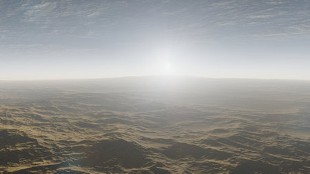 alien planet landscape, science fiction illustration, view from a beautiful planet, beautiful space background 3d renderの写真素材