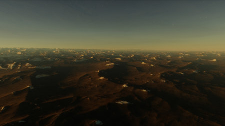 alien planet landscape, science fiction illustration, view from a beautiful planet, beautiful space background 3d renderの写真素材