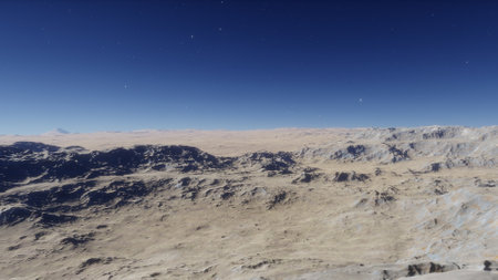alien planet landscape, science fiction illustration, view from a beautiful planet, beautiful space background 3d renderの写真素材