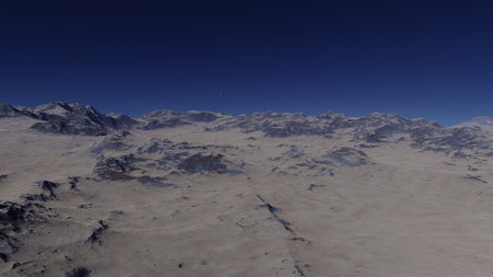 alien planet landscape, science fiction illustration, view from a beautiful planet, beautiful space background 3d renderの写真素材