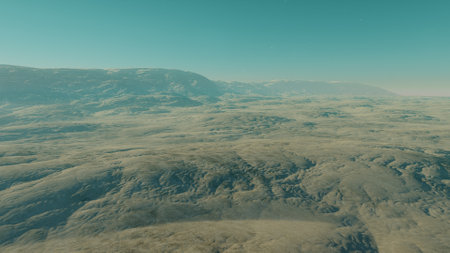 alien planet landscape, science fiction illustration, view from a beautiful planet, beautiful space background 3d renderの写真素材