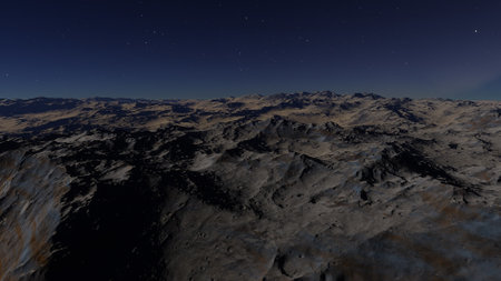 alien planet landscape, science fiction illustration, view from a beautiful planet, beautiful space background 3d renderの写真素材