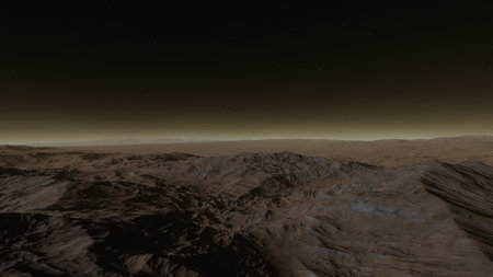 alien planet landscape, science fiction illustration, view from a beautiful planet, beautiful space background 3d renderの写真素材