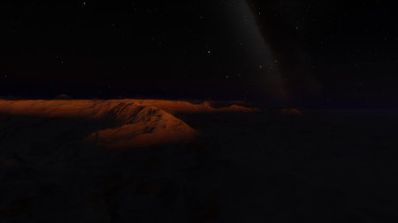 alien planet landscape, science fiction illustration, view from a beautiful planet, beautiful space background 3d renderの写真素材