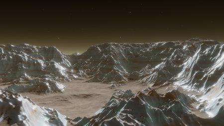alien planet landscape, science fiction illustration, view from a beautiful planet, beautiful space background 3d renderの写真素材