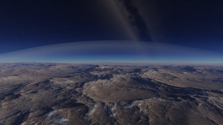 science fiction illustration, beautiful space background, a computer-generated surface, a fantasy world 3d renderの写真素材