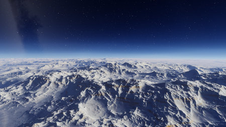 science fiction illustration, beautiful space background, a computer-generated surface, a fantasy world 3d renderの写真素材