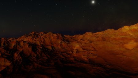 science fiction illustration, beautiful space background, a computer-generated surface, a fantasy world 3d renderの写真素材