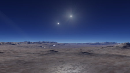 science fiction illustration, beautiful space background, a computer-generated surface, a fantasy world 3d renderの写真素材