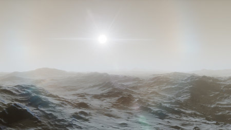 alien planet landscape, science fiction illustration, view from a beautiful planet, beautiful space background 3d renderの写真素材