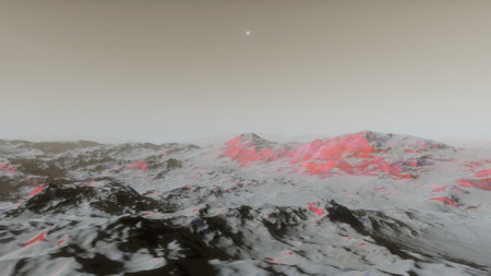 alien planet landscape, science fiction illustration, view from a beautiful planet, beautiful space background 3d renderの写真素材