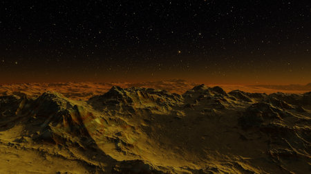 alien planet landscape, science fiction illustration, view from a beautiful planet, beautiful space background 3d renderの写真素材