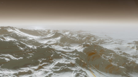 alien planet landscape, science fiction illustration, view from a beautiful planet, beautiful space background 3d renderの写真素材
