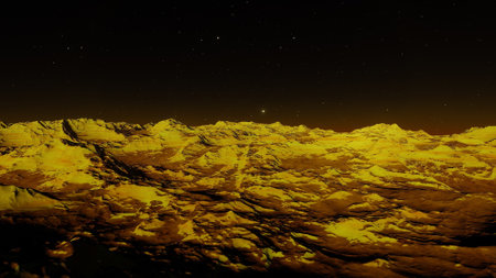 alien planet landscape, science fiction illustration, view from a beautiful planet, beautiful space background 3d renderの写真素材