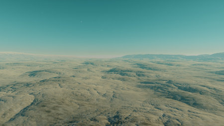alien planet landscape, science fiction illustration, view from a beautiful planet, beautiful space background 3d renderの写真素材