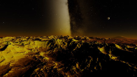 alien planet landscape, science fiction illustration, view from a beautiful planet, beautiful space...
