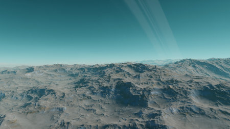 alien planet landscape, science fiction illustration, view from a beautiful planet, beautiful space background 3d renderの写真素材