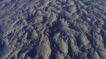 beautiful view from an exoplanet, a view from an alien planet, a computer-generated surface, a fantastic view of an unknown world, a fantasy world 3D renderの写真素材