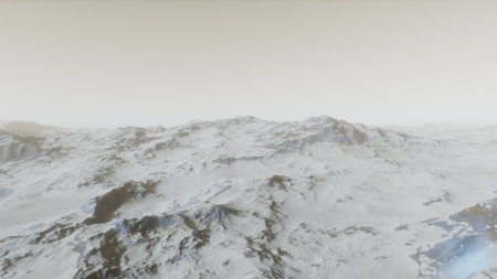 beautiful view from an exoplanet, a view from an alien planet, a computer-generated surface, a fantastic view of an unknown world, a fantasy world 3D renderの写真素材