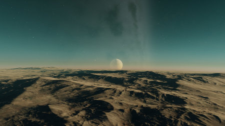 science fiction illustration, beautiful space background, a computer-generated surface, a fantasy world 3d renderの写真素材